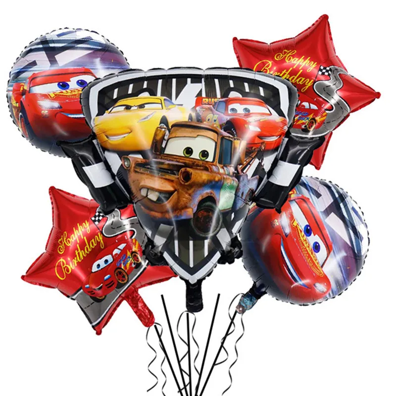 5pcs/set Disney Car McQueen Aluminum Film Balloons Shield Cake Birthday Party Set Kids Toys Baby Shower Ramadan Decoration