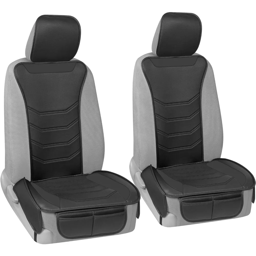 

Premium Black Seat Covers for Cars, Trucks, Vans, and SUVs - 2 Pack, Easy Install, Faux Leather Material