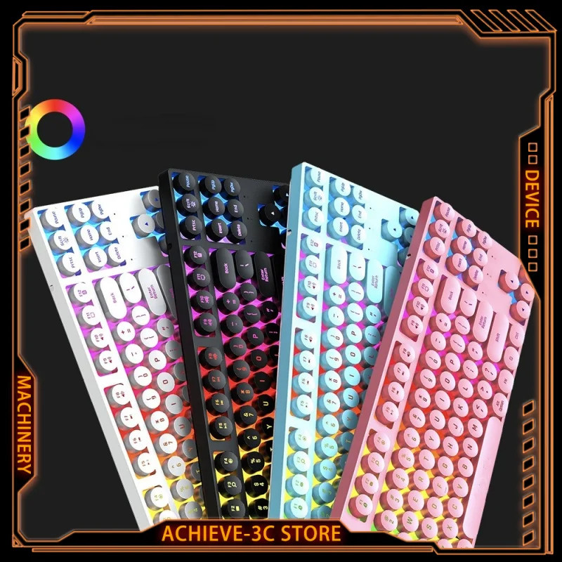 

Unsharkable Computer Wired Keyboards 87keys Punk Keycap Quiet Typing Backlit RGB Office Multimedia Gaming Keyboard for Laptop PC