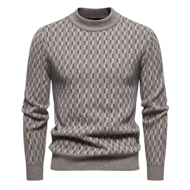 

New Autumn and Winter Knitted Sweater Round Neck Fashionable Printed Warm and Slim Fit Pullover