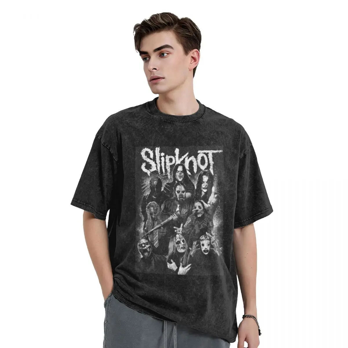 Resembles-S-Slipknot-Style Retro Washed T Shirts Women Men's Vintage Gothic Cool T-shirt Streetwear