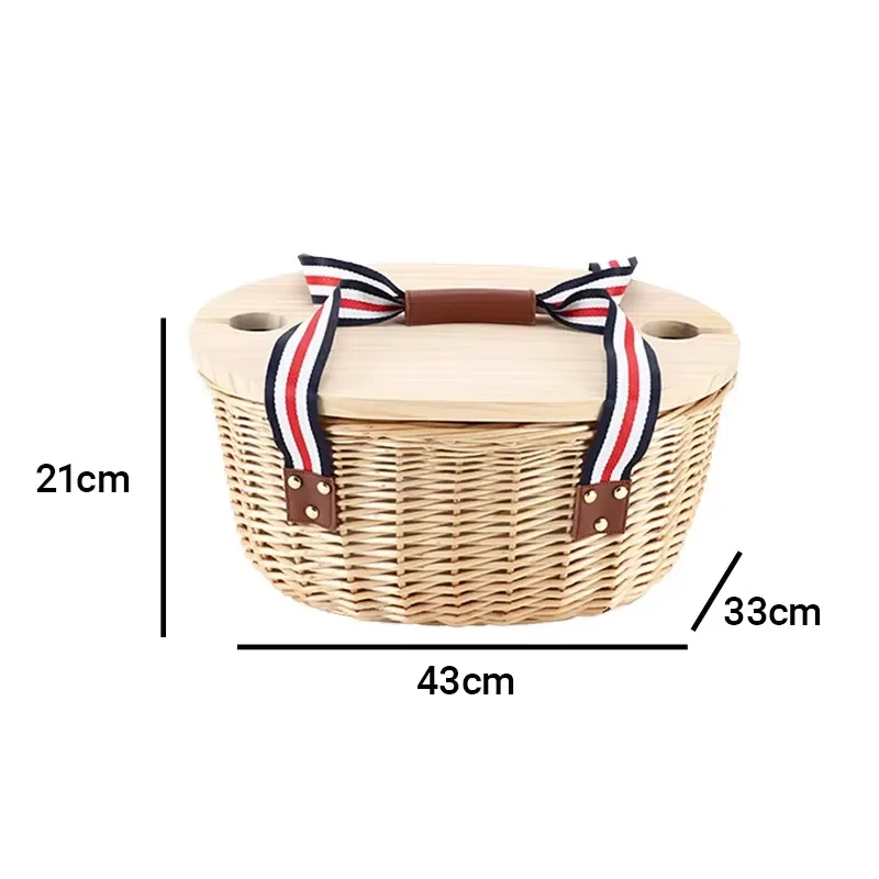 Girly Picnic Baskets Cane Basket Hander Plastic Lid Mini Lids Hamper Lined Wicker Wood Woven Chip Cooler Foldable Insulated view 6