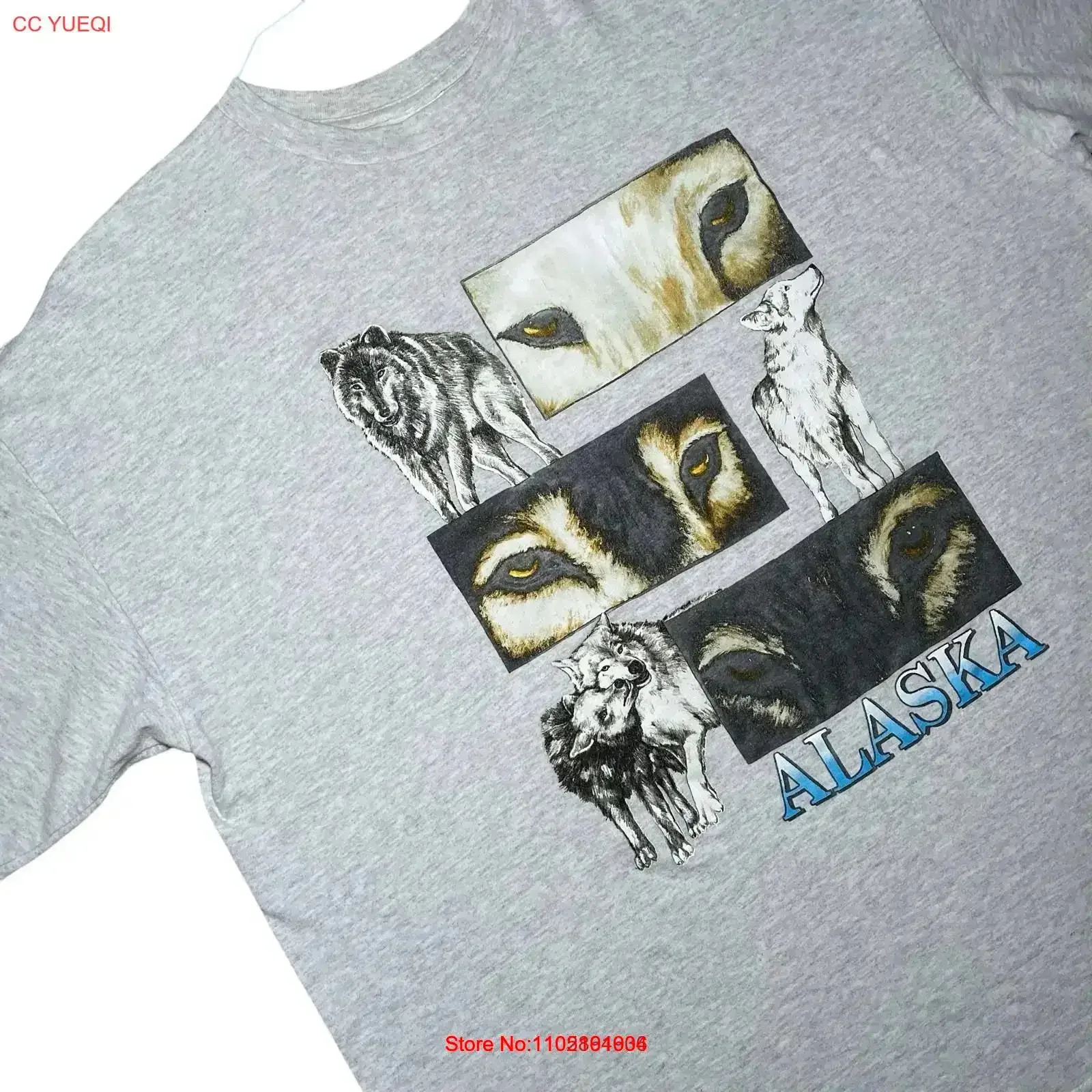 

Vintage 90s Alaska Wolf Nature Wildlife Print T Shirt Size XXL Washed graphic Stylish homme streetwear Soft fashion vintage