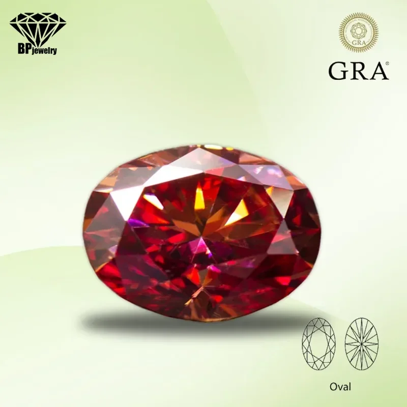 

Moissanite Gemstone Watermelon Red Color Oval Cut GRA Certified Lab Grown Diamond for Advanced Jewelry Rings Earrings Making