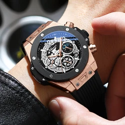 CHENXI 2023 New Watch for Men PU Strap With Chronograph Top Brand Sport Quartz Mens Watches Luminous Waterproof Wristwatch