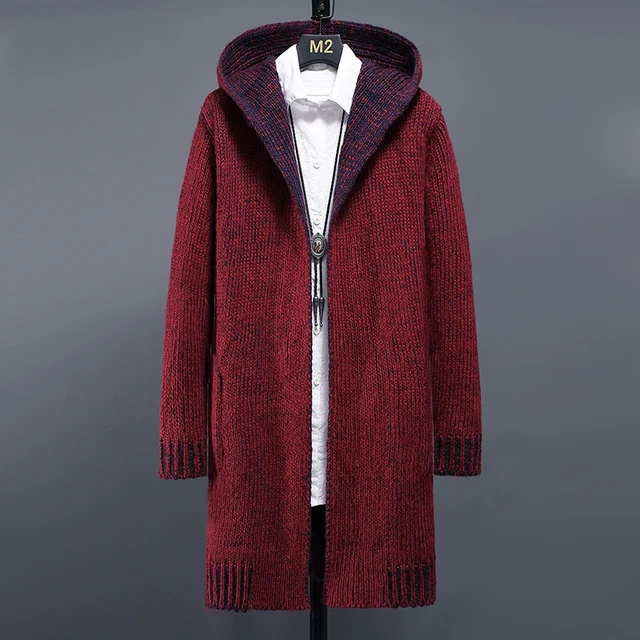 Men Hooded Cardigans Long Sweatercoats Male Outwear Casual Sweaters New Men Winter Warm Cardigans Sweaters Coats Size 5XL AliExpress