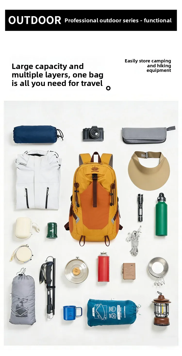 20-35L Outdoor-Wanderrucksack mit großem Fassungsvermögen, Unisex, Camping, Freizeit, Trekking, wasserdichte Sporttasche, City Wildness, Nylon, atmungsaktiv – Detail 6