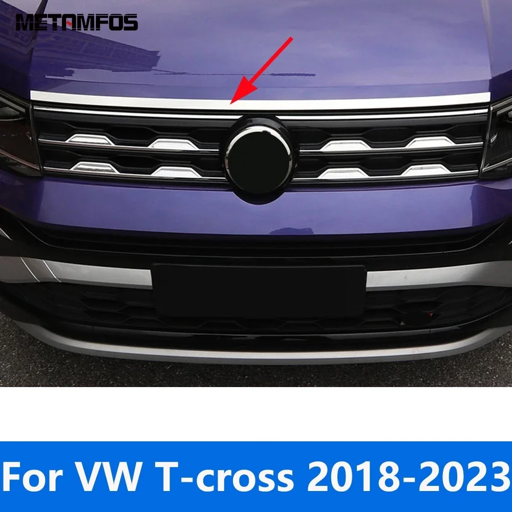 

For Volkswagen VW T-cross Tcross 2019-2022 2023 Stainless Front Engine Hood Bonnet Grille Lid Cover Trim Accessories Car Styling