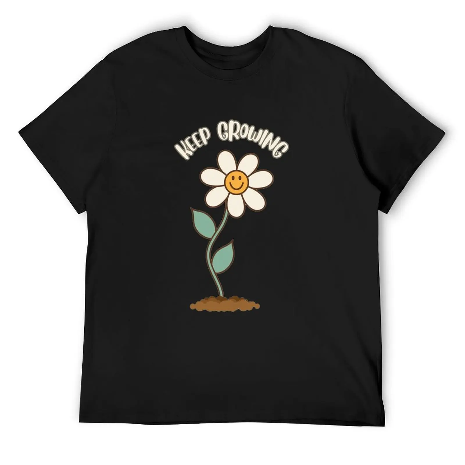 Vintage Keep Growing - smile flower T-Shirt shirts graphic tee kawaii clothes big and tall t shirts for men