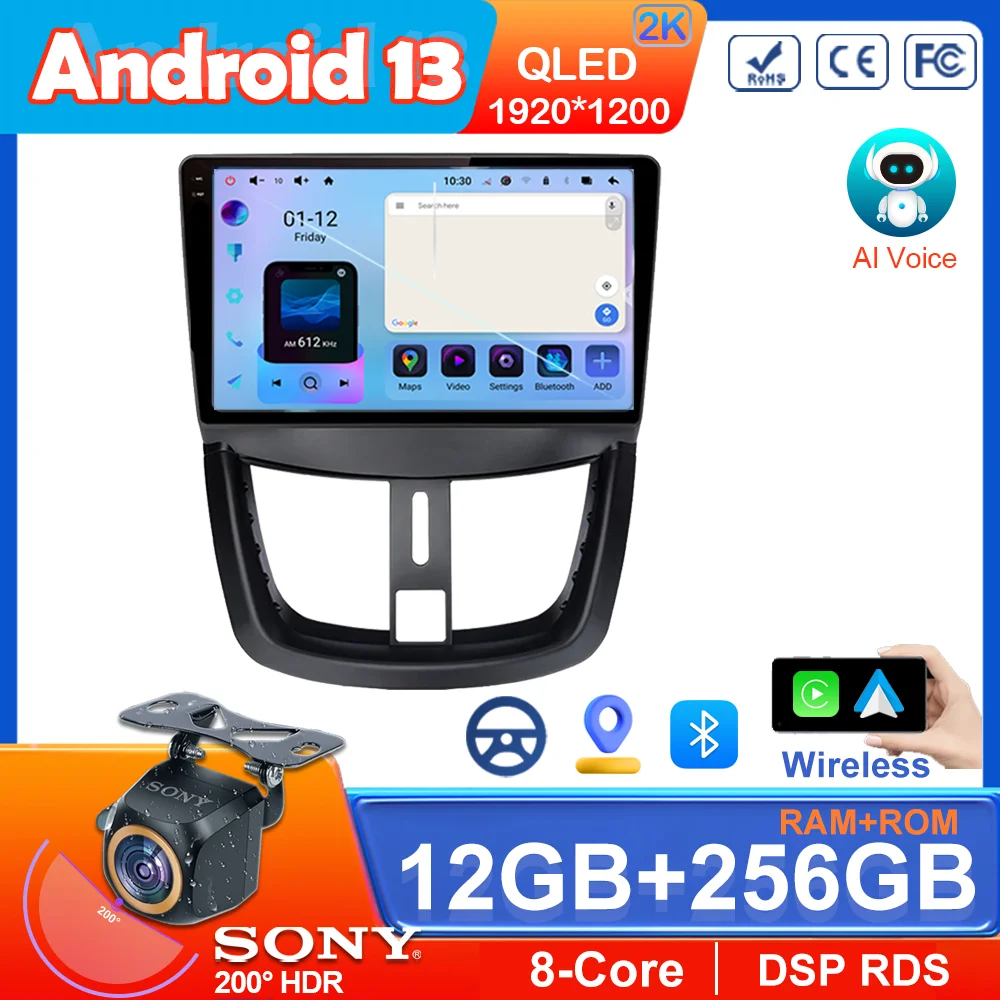 Car Andriod For PEUGEOT 207 CC 207CC 2006 - 2015 Auto radio Multimedia player Wireless Carplay DVD Navigation No 2din Stereo