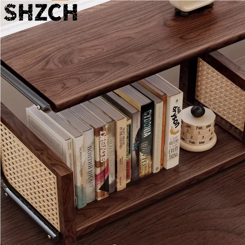 Black Walnut Display Shelf for Tea Mugs Vintage Storage Cabinet Rustic Coffee Station Organizer Multi-layer Snack Storage Rack