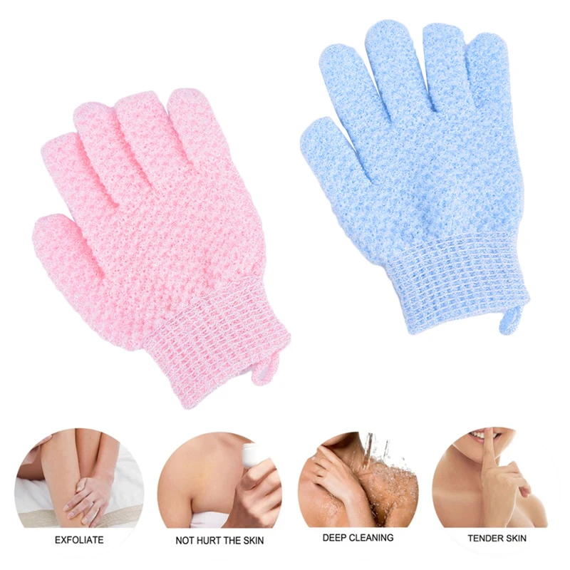 1Pc Bad Voor Peeling Exfoliërende Handschoen Voor Douche Lichaamsborstel Vingers Handdoek Lichaamsmassage Spons Wassen Hydraterende Spa Schuim