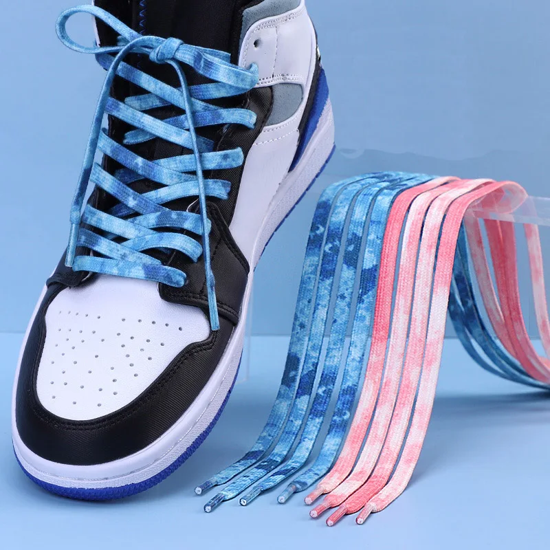 

1Pair Tie-dye Non-fading Polyester Cotton Shoe Lace Unisex Flat Boot Laces Casual Shoes for Sneakers Shoestrings ShoeAccessories