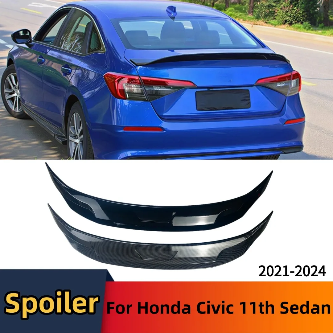 

For Honda Civic 11th Gen Sedan 2021-2024 Rear Splitter Spoiler Wing Tail Glossy Black Air Deflector Tuning Boot Lip Accessories