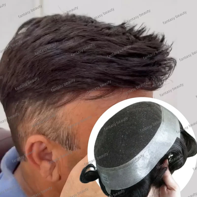 

Дышащий австралийский мужской парик, швейцарский кружевной парик и основание из искусственной кожи для мужчин # 1 # 1b натуральный черный европейский парик мужской системы замены