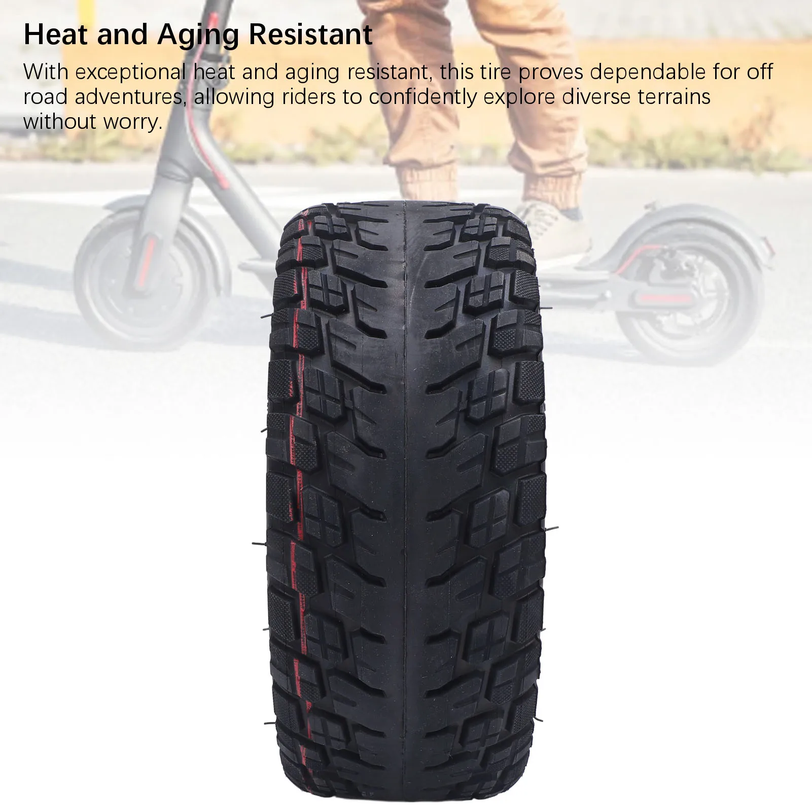 

85/65-6.5 Electric Scooter Vacuum Tire 10 Inch Rubber Anti Slip Widened Wear Proof Electric Scooter Wheel for Replacement
