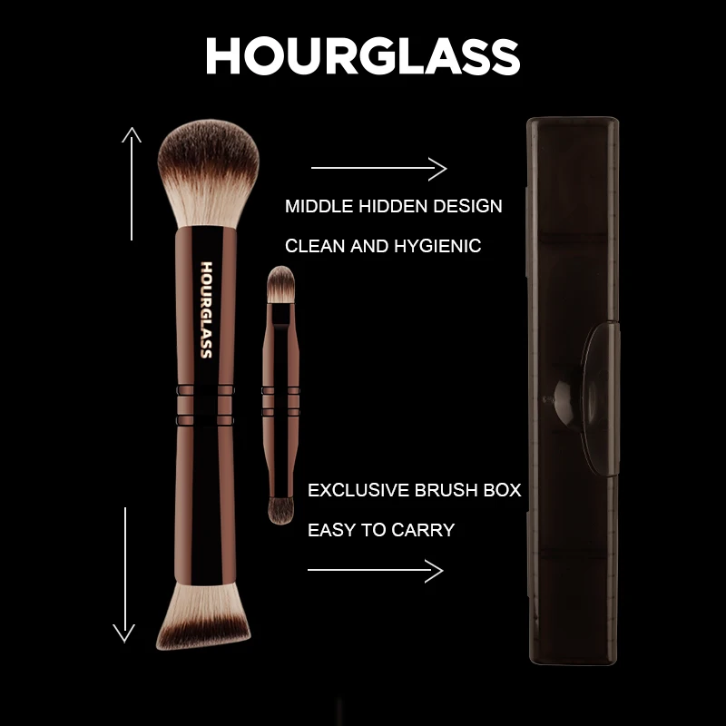 

Hourglass four head multi-function hidden fun makeup brush powder+foundation make-up+concealer+eye shadow brush+portable box