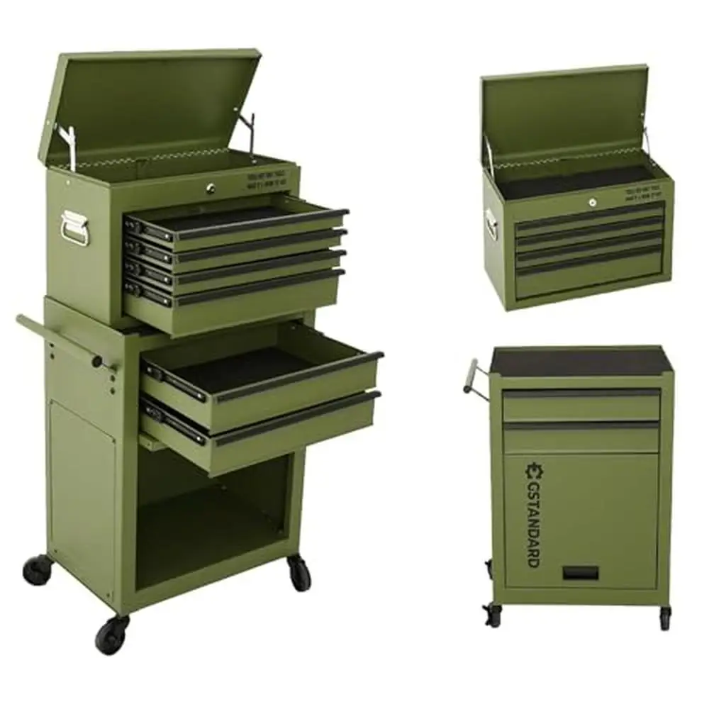 6-Drawer Rolling Tool Chest High-Capacity Detachable Cabinet Lockable Wheels Secure System Rust-Resistant Steel Ergonomic Handle