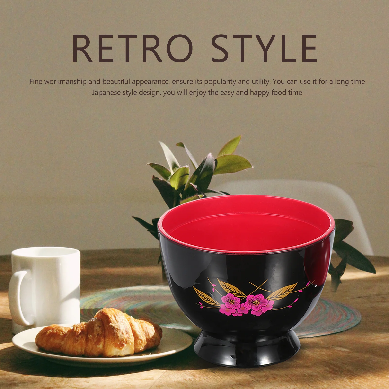 1 قطعة النمط الياباني ميسو حجم مثالي للنودلز سلطة وجبات خفيفة رامين البلاستيك مع غطاء أدوات المائدة المطبخ حساء وعاء الحساء الياباني