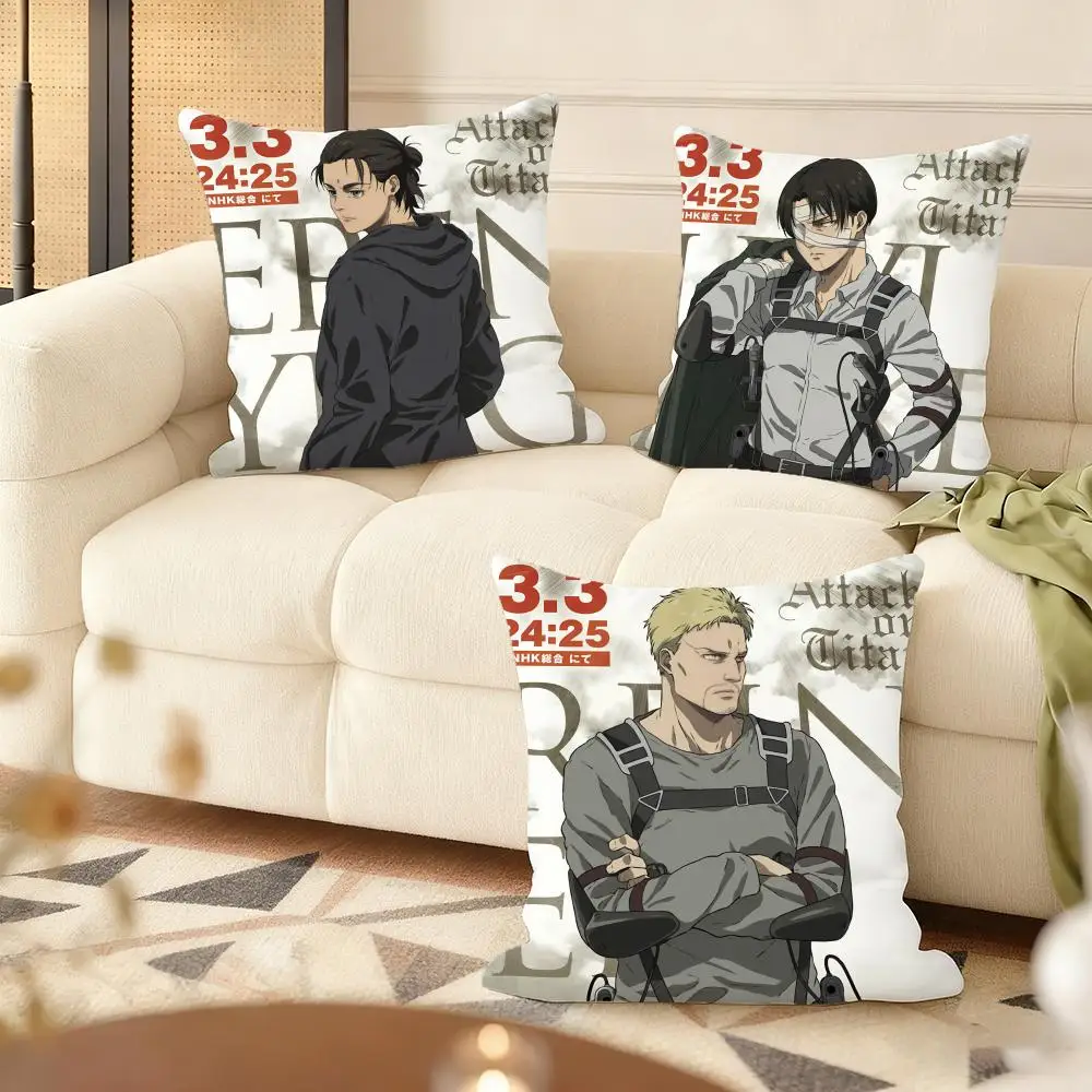 A-Attack on T-Titan Cushion Cover Soft Short Plush Pillow Cover Smooth Cozy Texture Aesthetic Cushion Case Home Decor