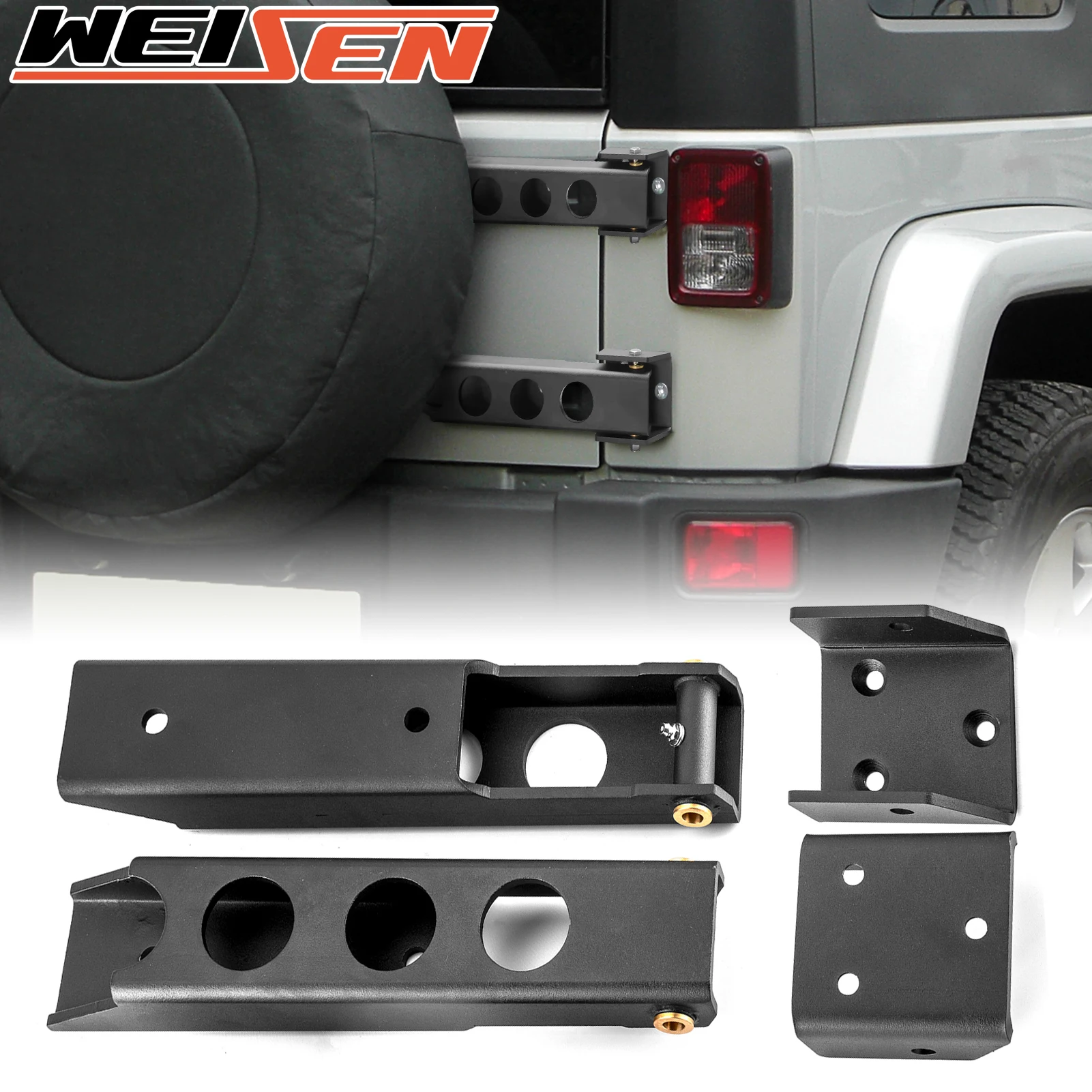 Upgraded Heavy-duty Rear Spare Tailgate Hinges Door Hinge Replacement Cover No Drill for 2007-2017 Jeep Wrangler JK