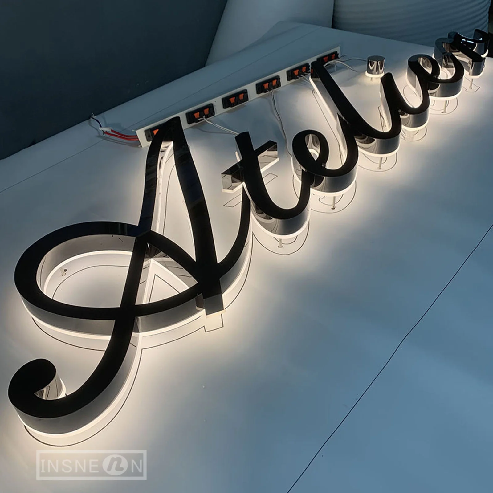 Personalizado acrílico retroiluminado led letras 3d sinal luminoso personagem ao ar livre empresa sinalização placa de publicidade escritório sinal carta