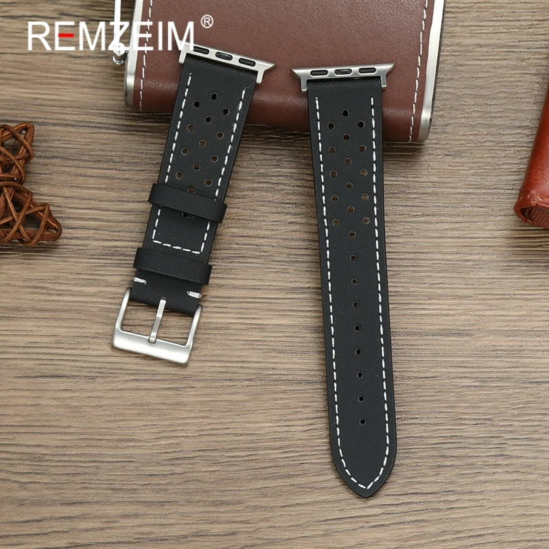 أساور معصم رياضية قابلة للتنفس لساعة أبل 1-10 SE Ultra Sailcloth حزام لساعة Iwatch 49/46/45/44/42/41/40/38 مللي متر