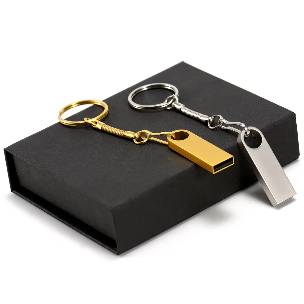 محرك فلاش USB 2.0 معدني محاصر 64 جيجابايت محرك القلم الإبداعي 100% القدرة الحقيقية هدية الزفاف عصا الذاكرة عصا الإبهام الذهبية 32 جيجابايت 16 جيجابايت