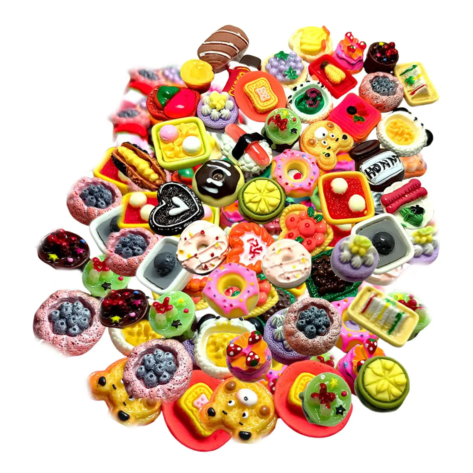 100x ミニチュア食品おもちゃキッチンクッキングゲームおもちゃ、ロールプレイリアルな DIY ごっこ遊びキッチンおもちゃ縫製スクラップブッキング用