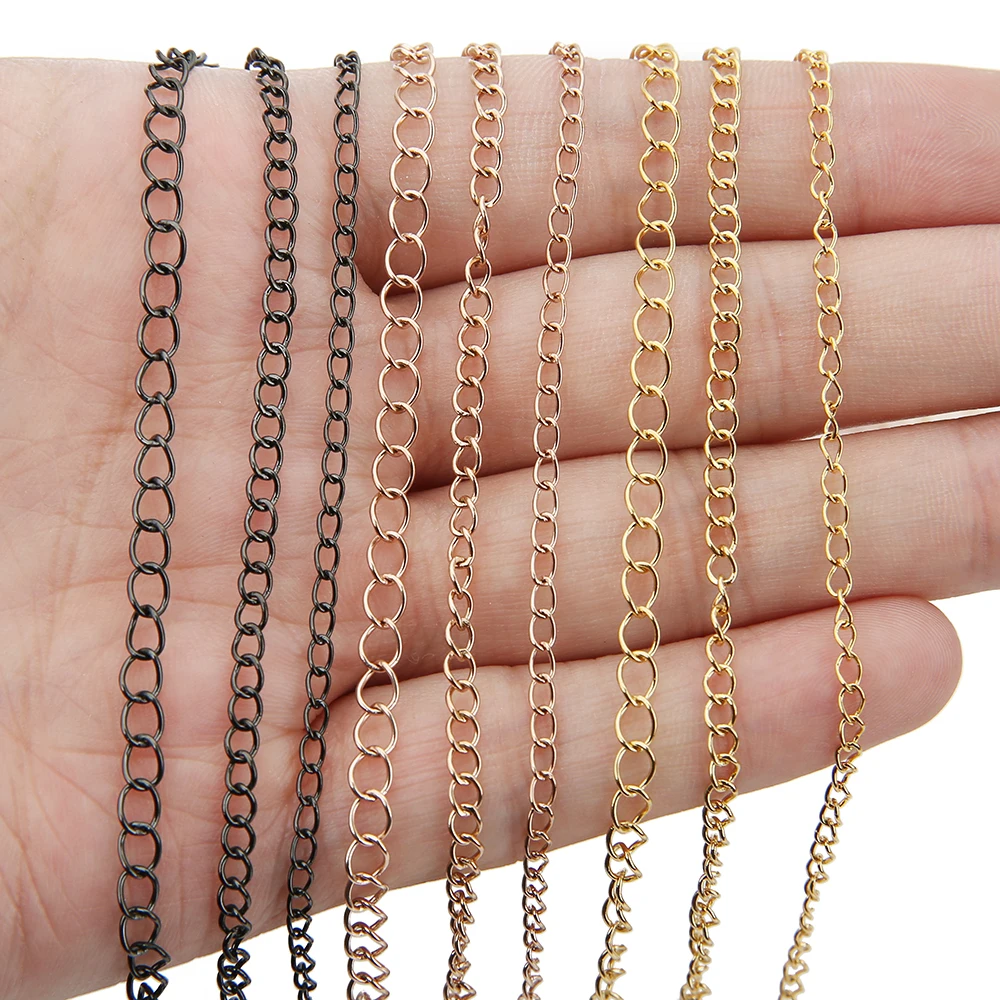 5 Meters Rose Gold Stainless Steel Necklaces Extension Tail Chain DIY Bracelets Extender Chains Jewelry Making Findings Bulk