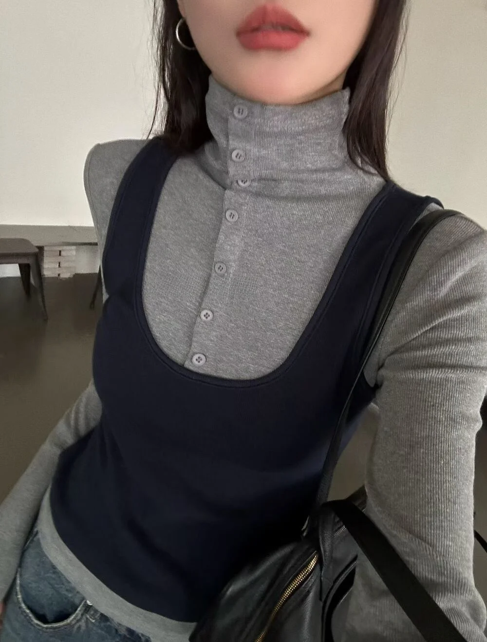 سليم صالح عالية الياقة طويلة Sve تي شيرت اللون Blo التباين تصميم شتاء جديد وصول المرأة تخفيف Sle قطنية عالية الجودة