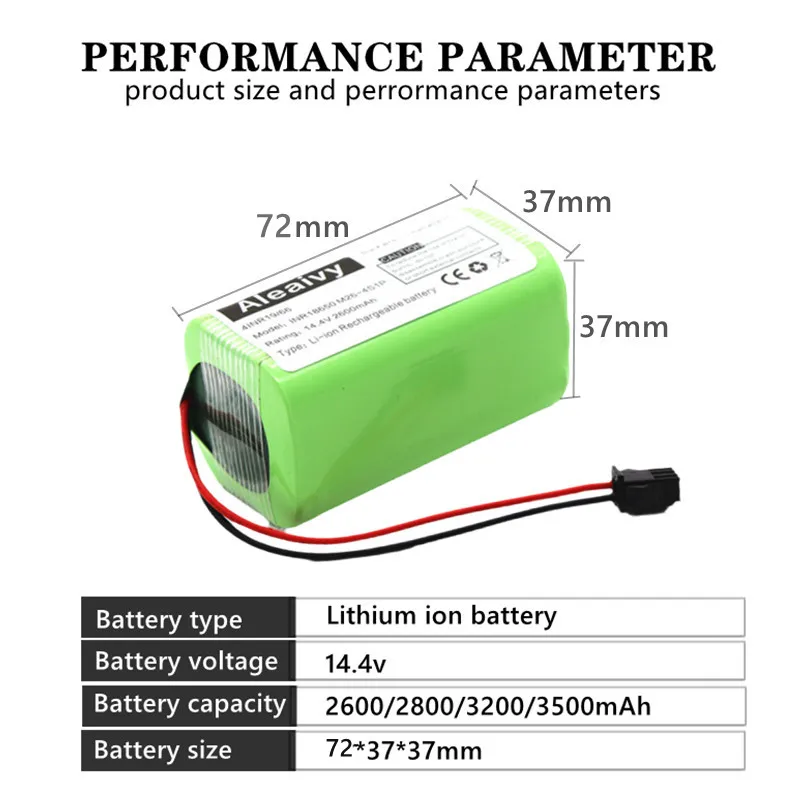 Aleaivy baterai pengganti isi ulang Li-ion 14.4V 2600mAh kompatibel dengan Ecovacs Deebot N79S,N79,DN622,Eufy RoboVac 11,11S