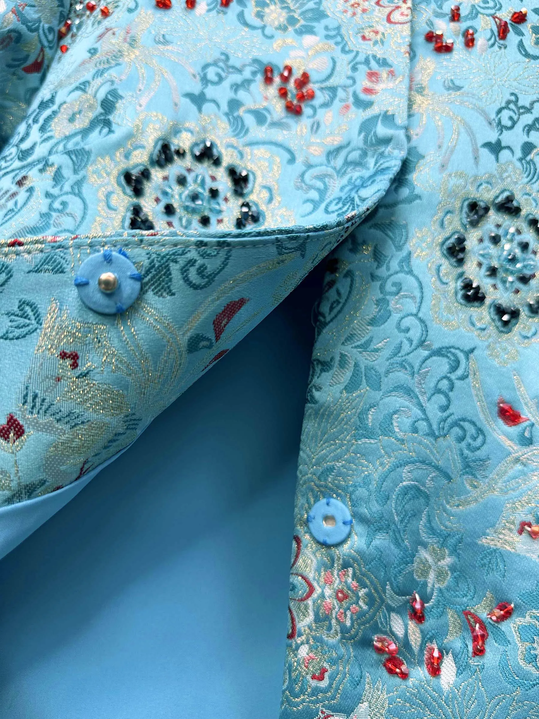 2026 Spring Chinese Style Elegant Jacquard Embroidery Heavy Industry Beading Round Neck Long Sleeve Short Jackets Coat for Women