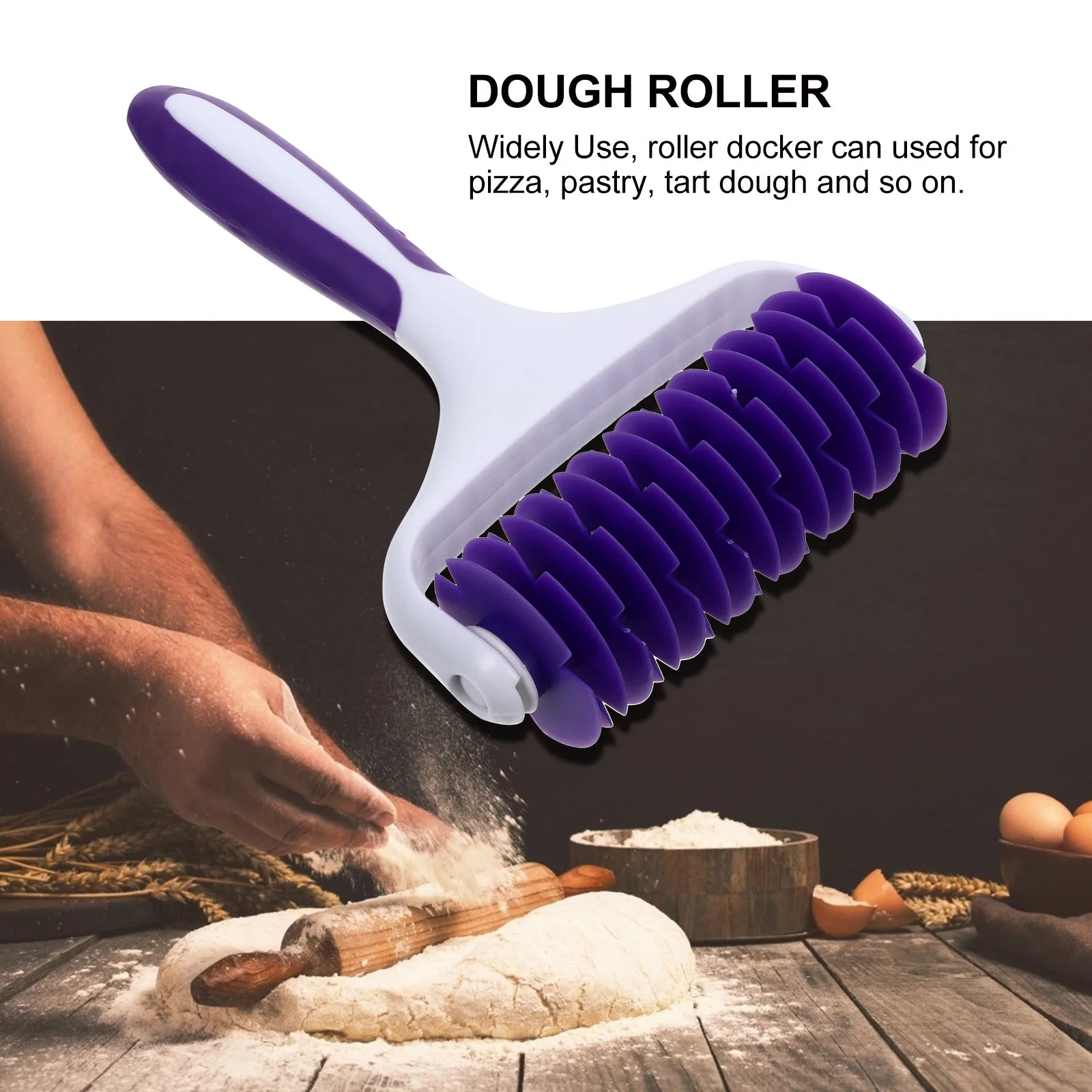 Rouleau à Pizza Docker Premium PP, 1 pièce, rouleau à broche pour pâte, poignée confortable, échappement d'air, outil de cuisson pour Pizza, pâtisserie, tarte, croûte