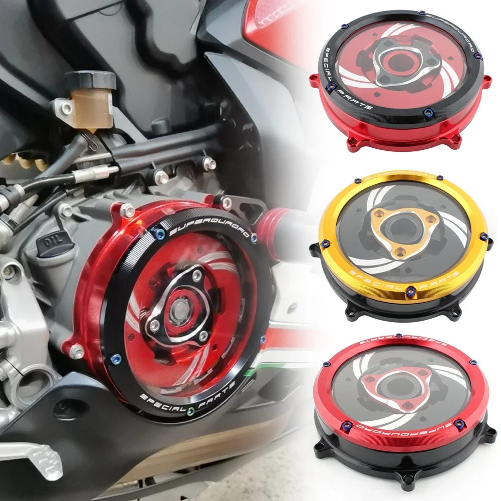 Motorcycle Racing Clear Clutch Cover & Spring Retainer For Ducati 1199 1299 Panigale S 2012-2014 ABS Tricolore 2012-2013 V2 2020