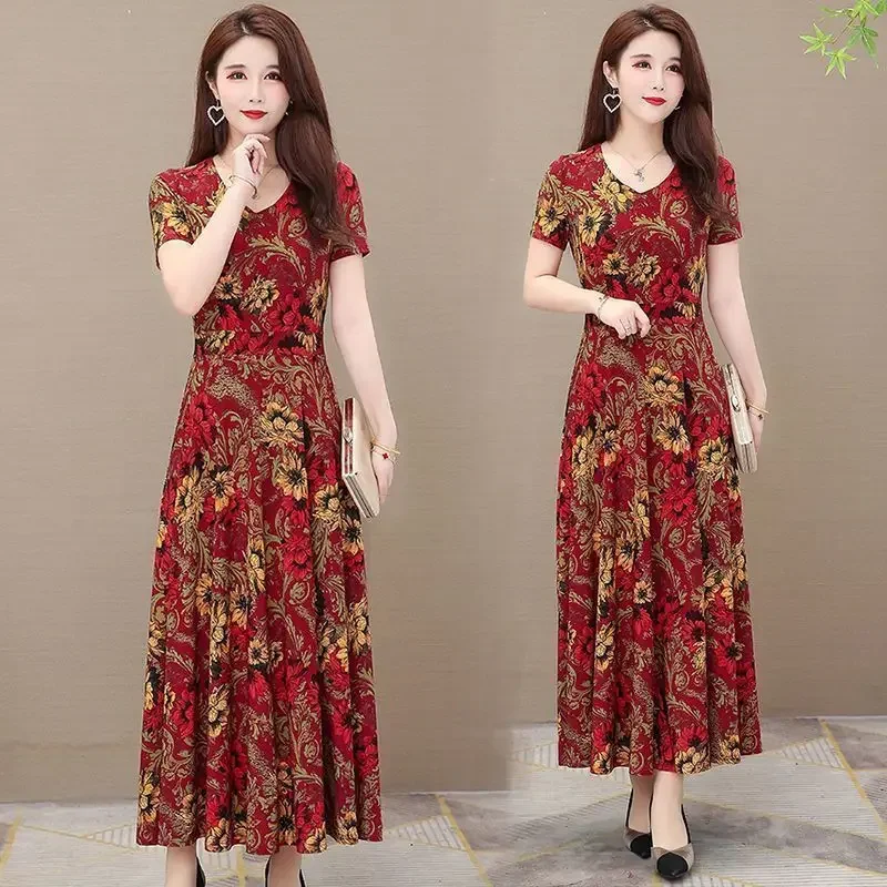 Mother Summer Dress Large Size Dress Lady Gao New Style  Skirt Woman Dress Vestido De Mujer Femme Robe