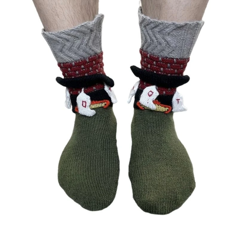 

Q22D унисекс, рождественские праздничные носки, забавные толстые вязаные 3D каминные кулоны, праздничные тапочки, носки, гетры,