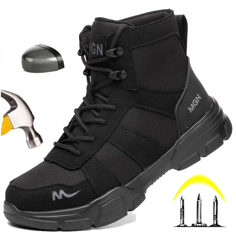 

Men's Work Safety Shoes Indestructible Shoes Steel Toe Work Boots Anti-smash Puncture-Proof Male Security Protective Shoes 36-48