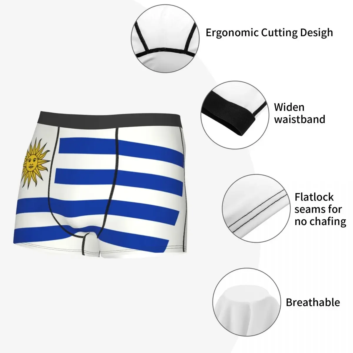 Bandera de Uruguay ropa interior hombres Sexy estampado personalizado Boxer Shorts bragas calzoncillos transpirables