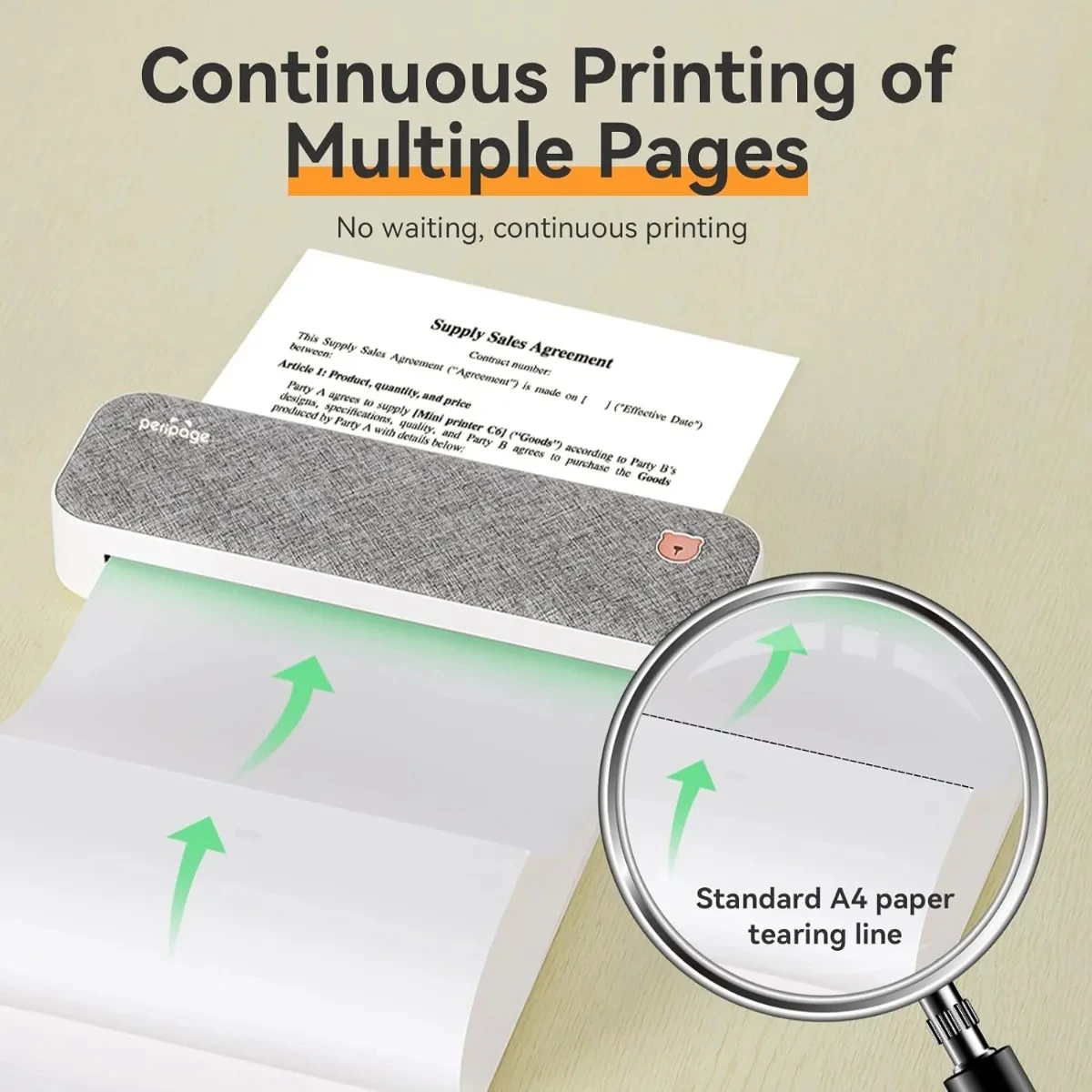 PeriPage 100 Pages Folded A4 Thermal Printer Paper for Long-lasting, 8.5 x 11 Inch for A40 Printer PocketJet HPRT MT800/MT800Q