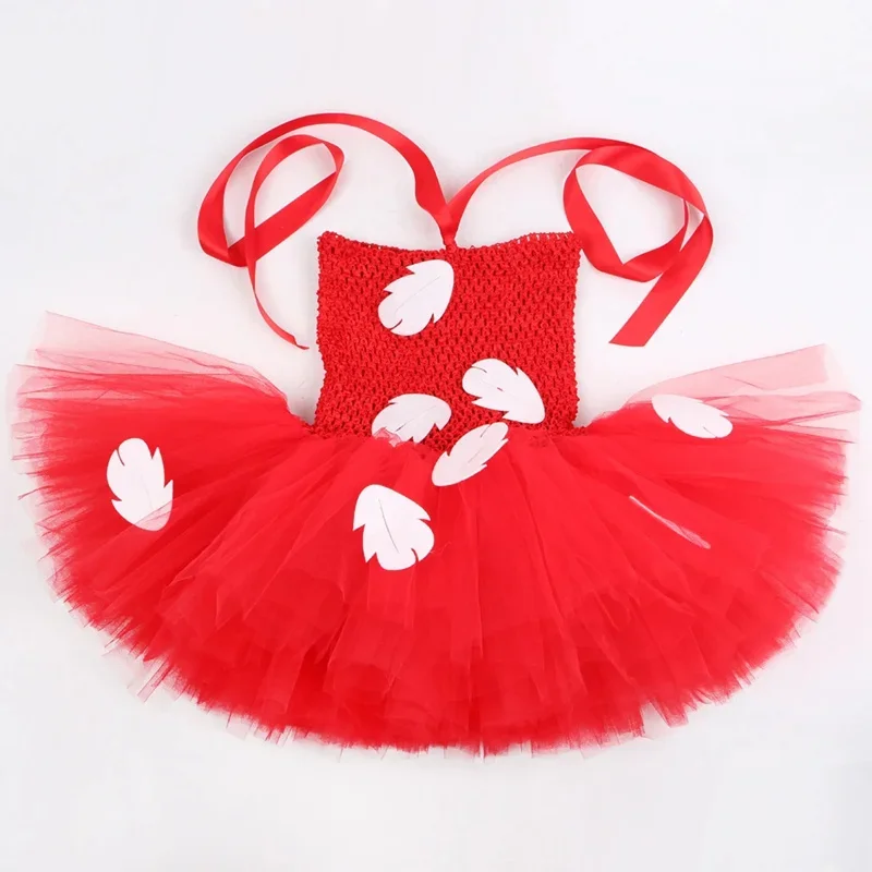 SN66 Hawaiian Princess Lilo Tutu Dress Red Leaves Baby Girls Luau Birthday Party Dress New Year Christmas Halloween Costume 2@w$