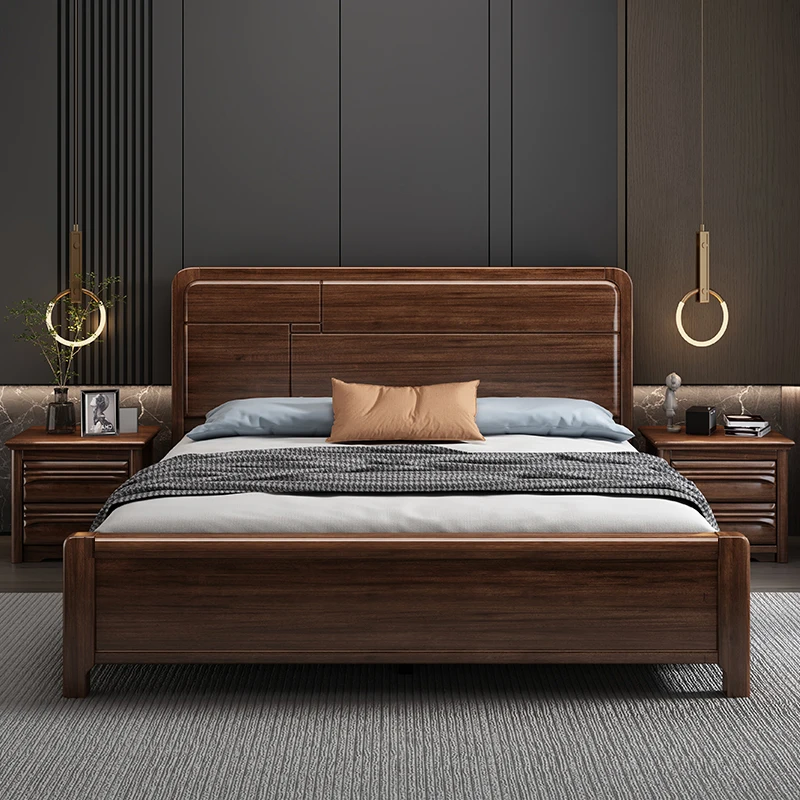 

Wooden Design Bed Modern Headboards King Size Bedroom Massage Bed Frame Double Queen Safe Sleeping Muebles Unique Furniture