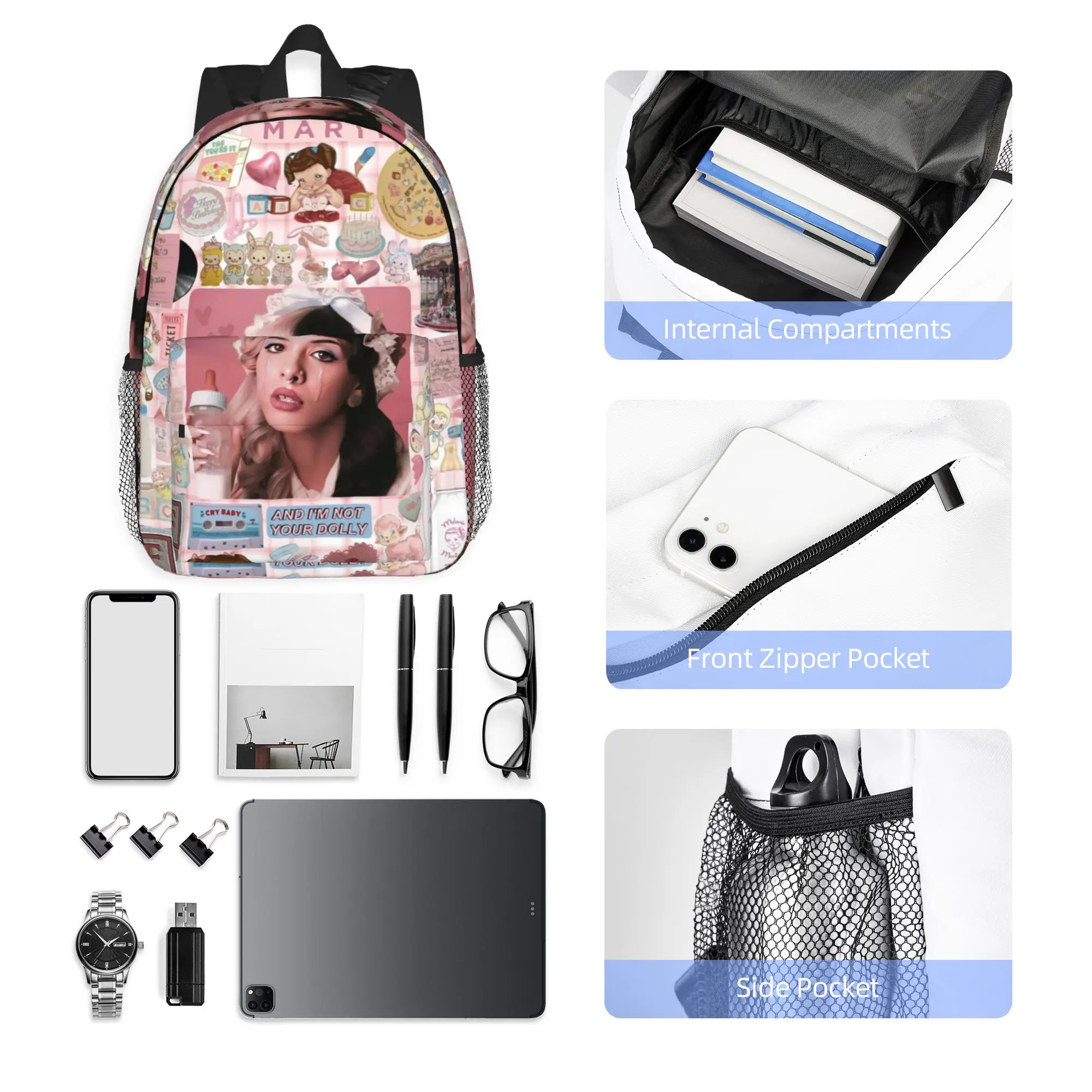 Melanie Martinez Product  Backpack Hot Sale Daypack Large Capacity Boys Girls BookBag Shoulder Bags for Men Women School Bag