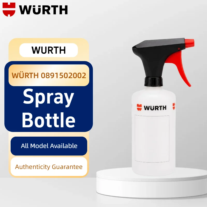 Wurth 0891502002 Frasco Pulverizador de 500ml com Escala, Pulverizador Manual Transparente de PE com Bico Ajustável para Detalhamento Automotivo e Limpeza em Oficinas
