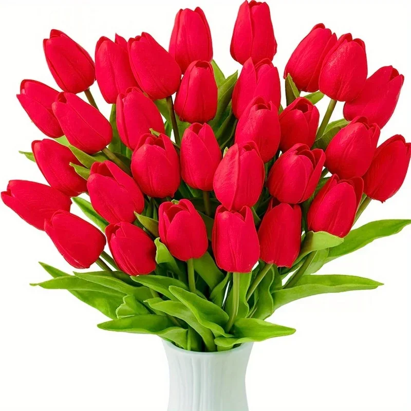 

5//9/11/13 Bundles Vibrant Real Artificial Tulips -Faux Flowers - &Home Accent - Weddings,Mothers Day,Valentines Day Rose