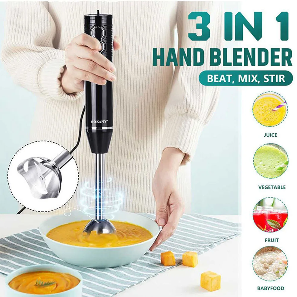 Liquidificador portátil multifuncional para cozinha, misturador elétrico pequeno, espremedor de alimentos, eletrodomésticos, portátil, 300W, 3 em 1