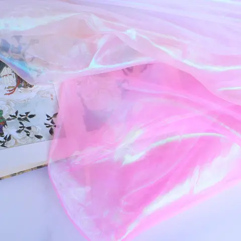 Laser tulle fabric organza wedding Decoration colorful DIY Girls Dress silk chiffon stage clothing transparent