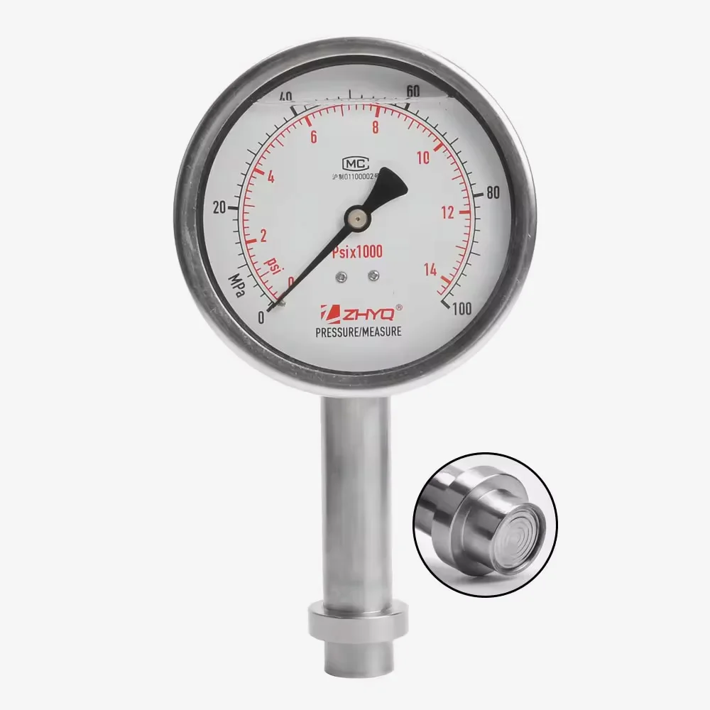 

0-0.06MPa~0-6MPa Glycerine Or Silicon Oil Filled Sanitary Diaphragm Seal Pressure Gauge