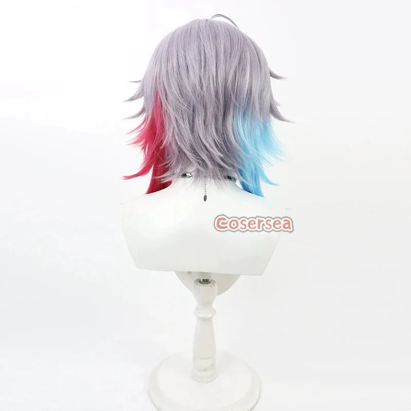 AAA 2025 Cosersea تأثيري الباروكات الظاهري YouTuber غفيس بيتيل 35 سنتيمتر رمادي مختلط أحمر أزرق كوس شعر مستعار الاصطناعية الشعر الحرارة R