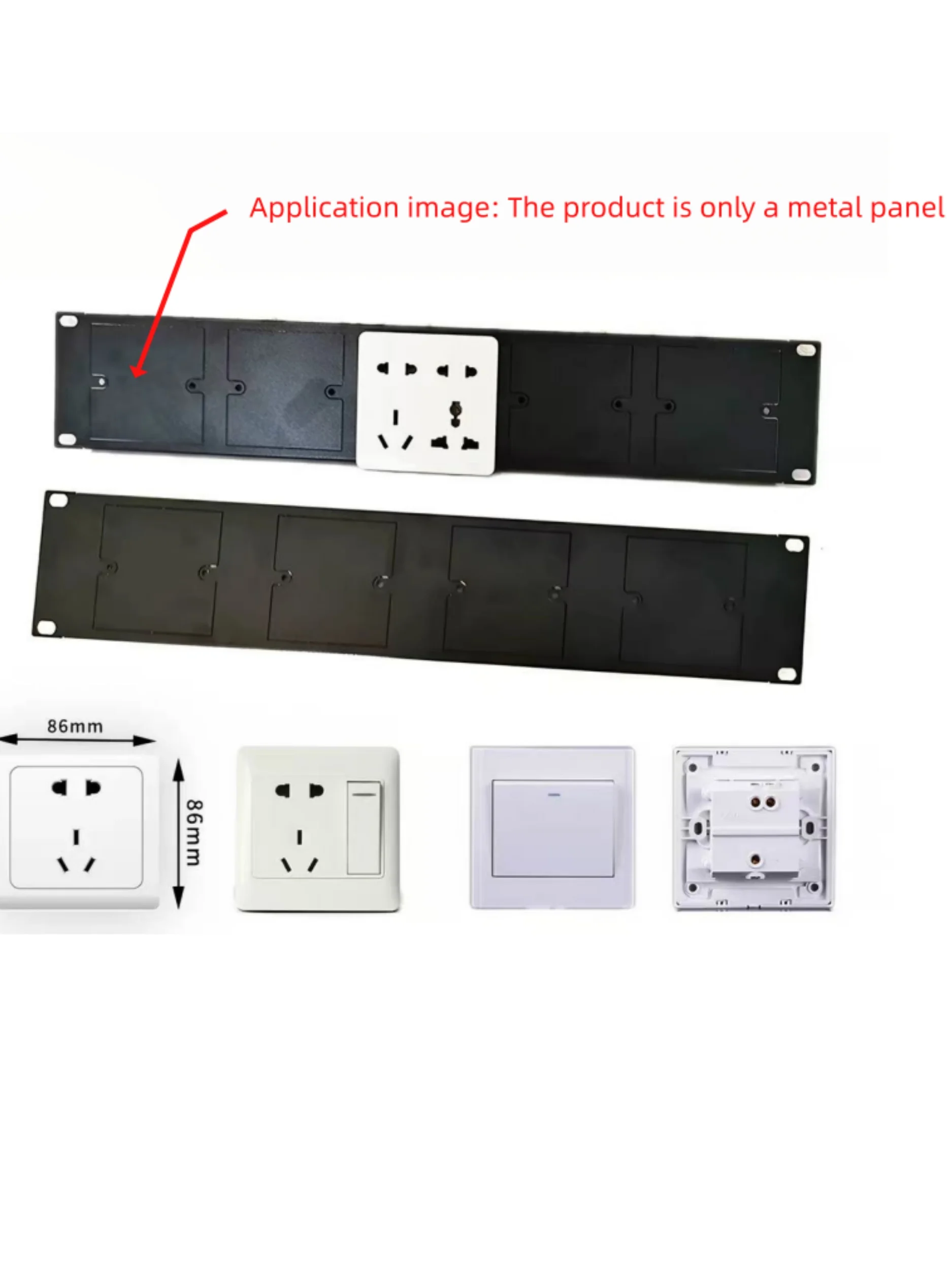 1 Piece of 2U 19inch Cabinet Metal Panel, Type 86, with 5-Position Knock-Out Hole Design for Flexible Use, Server Network Cabinet Socket Installation Panel, Cabinet Power Socket Panel, 86 Box Rack Panel, Server Cabinet 86 Module Panel, 5-Position 86 Cabinet Metal Panel, Product Only Includes the Metal Panel, Does Not Include Sockets or Switch Modules